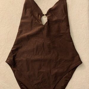 Aerie Chocolate Ribbed Swimsuit